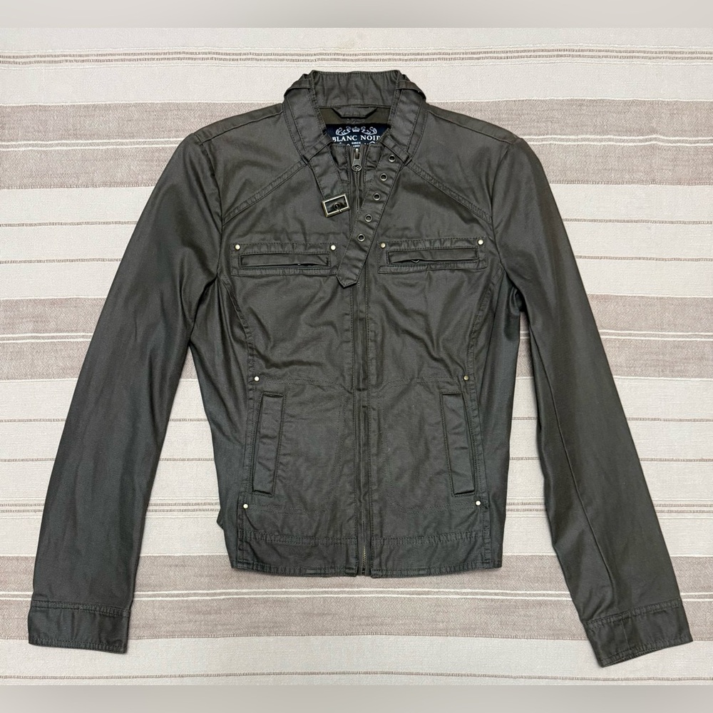 Blanc Noir moto jacket S coated cotton citycore dark academia edgy chic street
